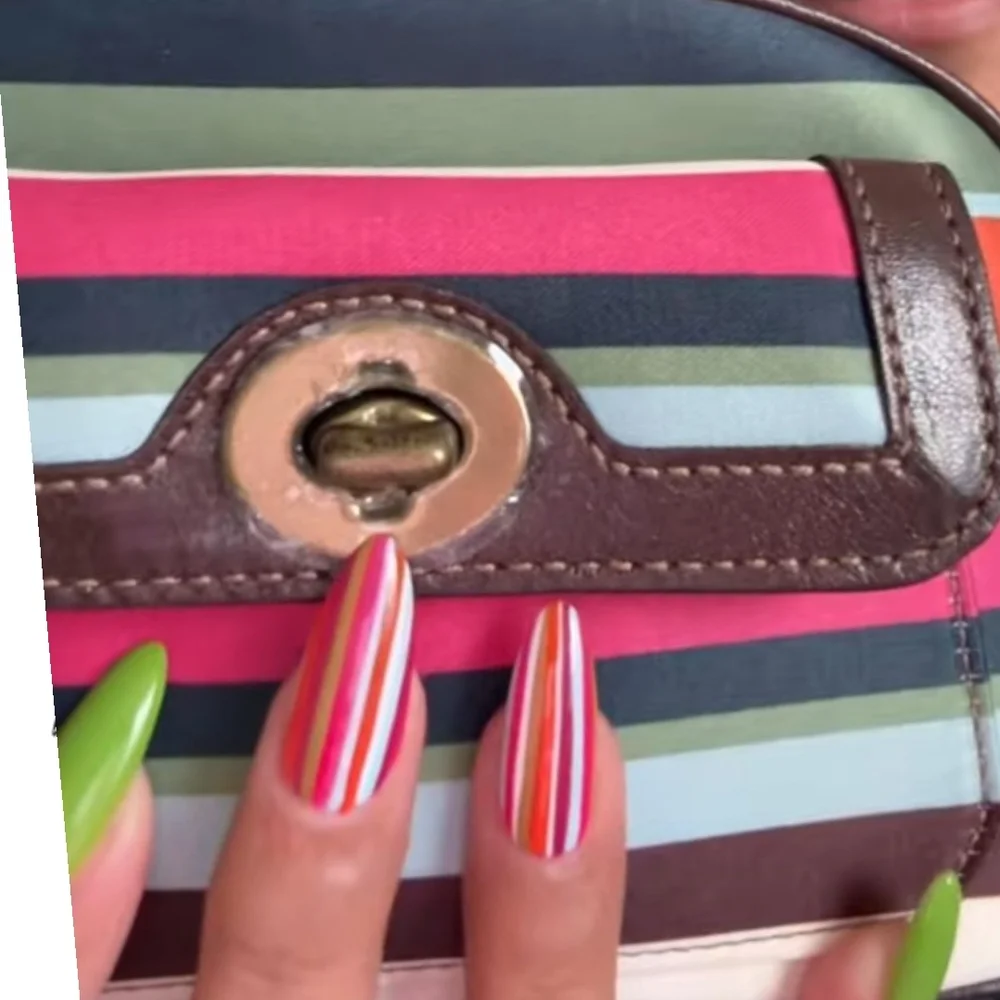 Coach Multicolor Striped Bag With Tag - Picture 4 of 7
